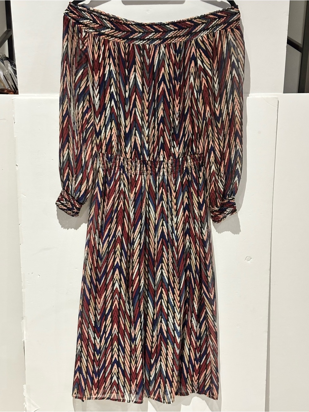 Ella Moss Multicolor Striped Abstract Top in Red, Blue, Cream